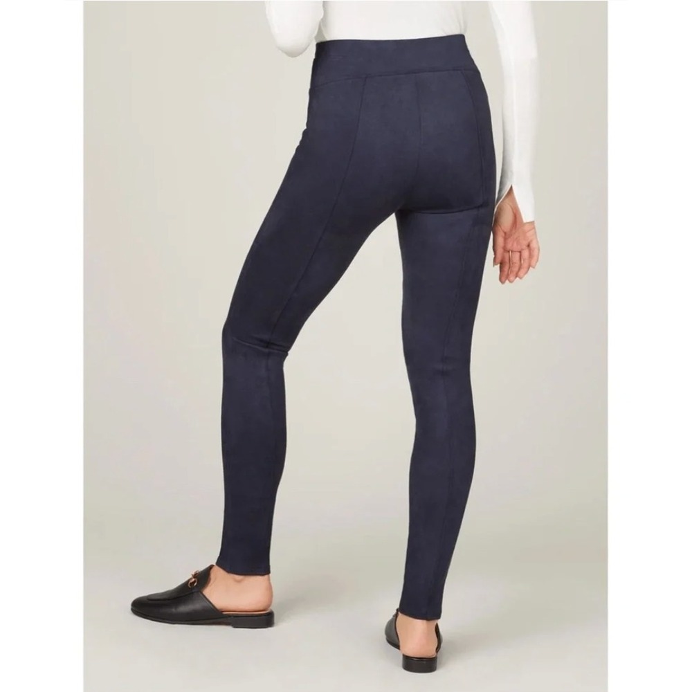 Spanx Faux Suede Leggings XL Tall Classic Navy High Rise Compression Slimming - Picture 3 of 12